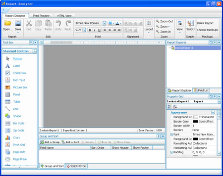 Report Designer in Looksie